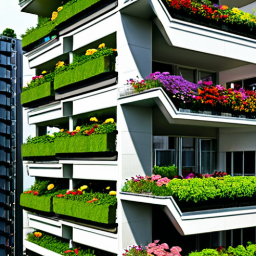 **Image Prompt 1: Vertical Forests in Urban Settings**
   - Create an image of a futuristic cityscape featuring vertical forests on high-rise buildings. Each balcony should be filled with lush greenery, colorful flowers, and small trees, showcasing a harmonious blend of nature and urban living. The scene should capture the essence of a vibrant and sustainable environment.